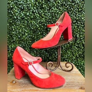 Kate Spade Maren Pink Velvet Block Heel Shoes Size 10